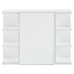 [En.Casa] Placard Mural Harstad pour Salle de Bain Porte avec Miroir 64 x 80 x 20 cm Blanc en.casa* Armoire De Toilette