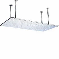 Signature plafonnier chrome LED 80x40 cm avec 4 piliers