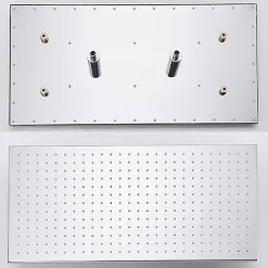 Signature plafonnier chrome LED 80x40 cm avec 4 piliers