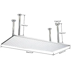 Signature plafonnier chrome LED 80x40 cm avec 4 piliers