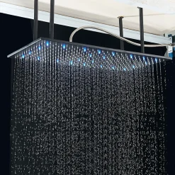 Signature Plafonnier noir mat LED 80x40 avec 4 piliers