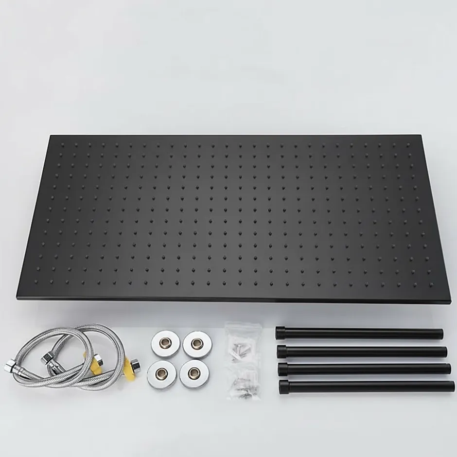 Signature Plafonnier noir mat LED 80x40 avec 4 piliers