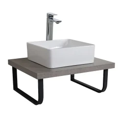 Mob-In Plan de toilette suspendu pour vasque WILL - 60 cm avec équerres métal