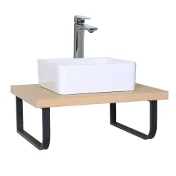 Mob-In Plan de toilette suspendu pour vasque WILL - 60 cm avec équerres métal
