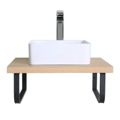 Mob-In Plan de toilette suspendu pour vasque WILL - 60 cm avec équerres métal