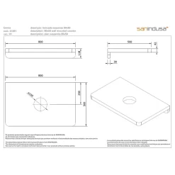 Sanindusa Plan de toilette blanc pour vasque ou lavabo à poser 80x50 trou central de bonde d'évacuation pré-percé Emma 80 blanc* Plan Simple Vasque