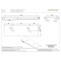 Sanindusa Plan de toilette blanc pour 2 vasques ou 2 lavabos à poser 160x50 pré-percés 2 trous pour bonde Emma 160 blanc* Plan Double Vasque