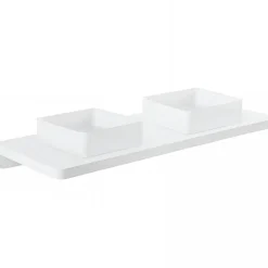 Sanindusa Plan de toilette blanc pour 2 vasques ou 2 lavabos à poser 140x50 pré-percés 2 trous pour bonde Emma 140 blanc
