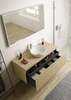 Ipiemme SRL Plan de toilette effet chêne L.120 x l.51,5 x ép.2 cm, Pura+