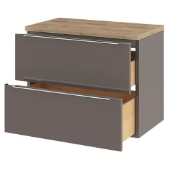 GoodHome Plan de toilette Hartland L. 80 cm chêne
