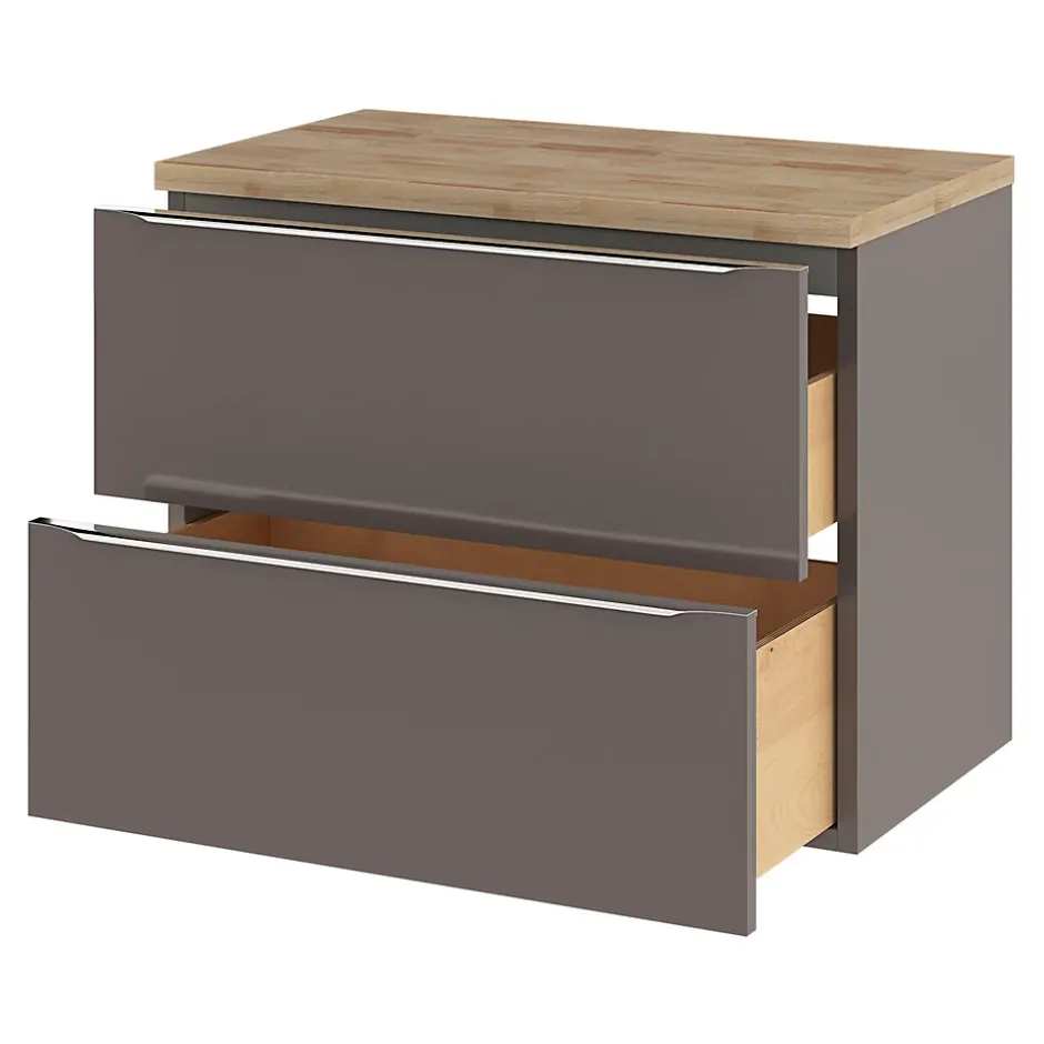 GoodHome Plan de toilette Hartland L. 80 cm chêne