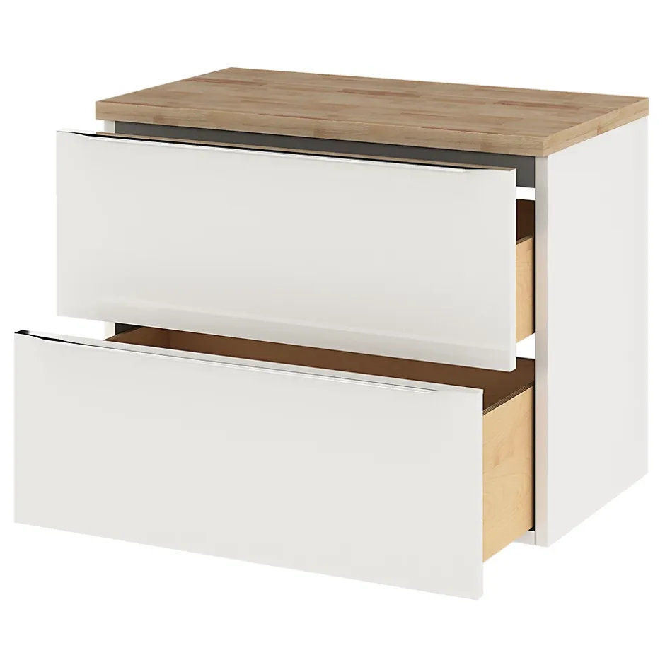 GoodHome Plan de toilette Hartland L. 80 cm chêne