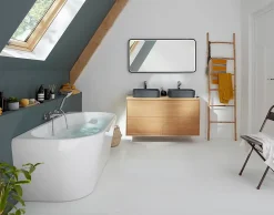 GoodHome Plan de toilette Avela placage chêne 120 cm