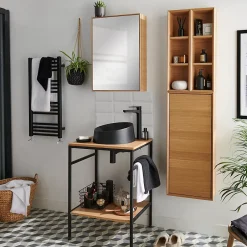 GoodHome Plan de toilette Avela placage chêne 60 cm