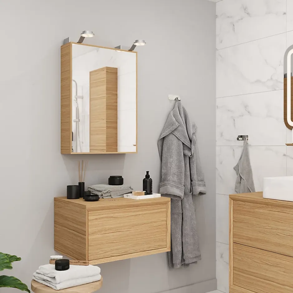 GoodHome Plan de toilette Avela placage chêne 60 cm
