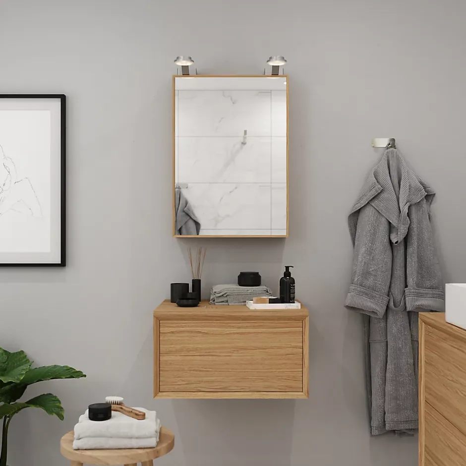 GoodHome Plan de toilette Avela placage chêne 60 cm