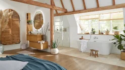 GoodHome Plan de toilette Avela placage chêne 100 cm