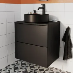 GoodHome Plan de toilette L.60,5 x l.45,5 cm, noir mat, Cadelia