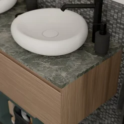 GoodHome Plan de toilette L.120 x l.45 x ép.2 cm effet marbre vert Cadélia* Plan De Travail Buanderie|Plan De Travail Salle De Bains