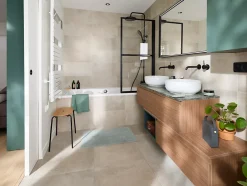 GoodHome Plan de toilette L.120 x l.45 x ép.2 cm effet marbre vert Cadélia* Plan De Travail Buanderie|Plan De Travail Salle De Bains