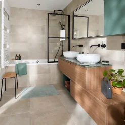 GoodHome Plan de toilette L.120 x l.45 x ép.2 cm effet marbre vert Cadélia* Plan De Travail Buanderie|Plan De Travail Salle De Bains