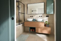 GoodHome Plan de toilette L.120 x l.45 x ép.2 cm effet marbre vert Cadélia* Plan De Travail Buanderie|Plan De Travail Salle De Bains