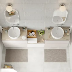 GoodHome Plan de toilette L.80 x l.45 x ép.2 cm, effet marbre beige, Cadélia