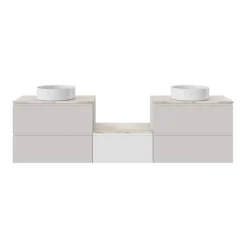 GoodHome Plan de toilette L.80 x l.45 x ép.2 cm, effet marbre beige, Cadélia
