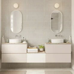 GoodHome Plan de toilette L.80 x l.45 x ép.2 cm, effet marbre beige, Cadélia