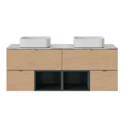 GoodHome Plan de toilette L.80 x l.45 x ép.2 cm, effet marbre beige, Cadélia