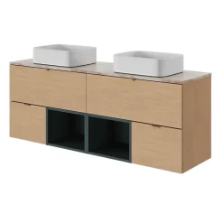 GoodHome Plan de toilette L.80 x l.45 x ép.2 cm, effet marbre beige, Cadélia