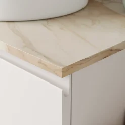 GoodHome Plan de toilette L.80 x l.45 x ép.2 cm, effet marbre beige, Cadélia