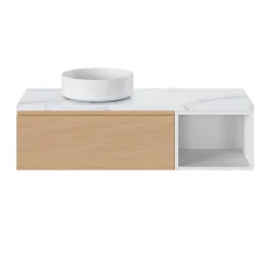 GoodHome Plan de toilette L.120 x l.45 x ép.2 cm effet marbre blanc Cadélia