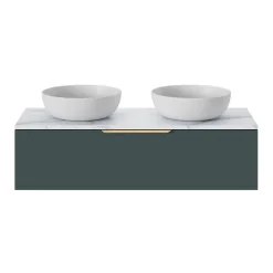 GoodHome Plan de toilette L.120 x l.45 x ép.2 cm effet marbre blanc Cadélia