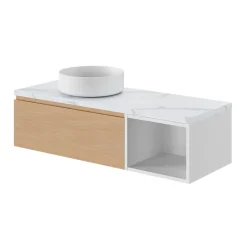 GoodHome Plan de toilette L.120 x l.45 x ép.2 cm effet marbre blanc Cadélia