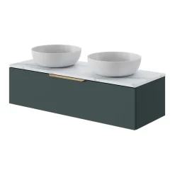 GoodHome Plan de toilette L.120 x l.45 x ép.2 cm effet marbre blanc Cadélia