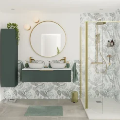 GoodHome Plan de toilette L.120 x l.45 x ép.2 cm effet marbre blanc Cadélia