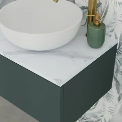 GoodHome Plan de toilette L.120 x l.45 x ép.2 cm effet marbre blanc Cadélia
