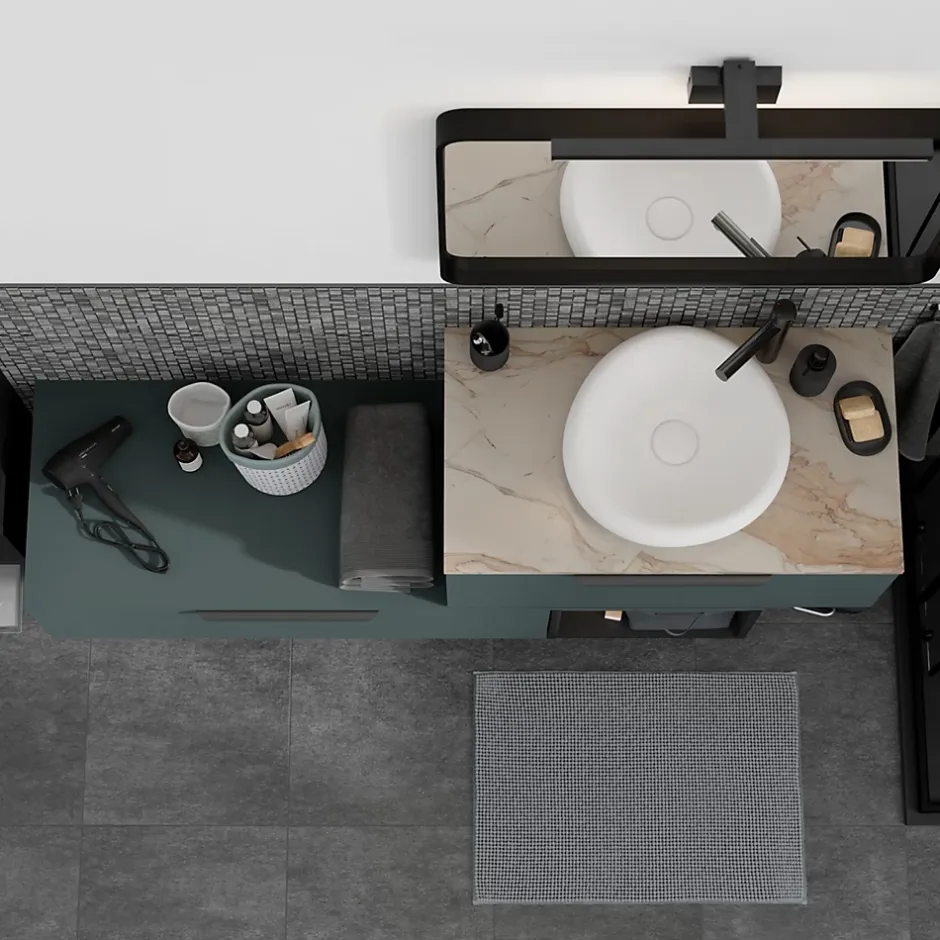 GoodHome Plan de toilette L.140 x l.45 x ép.2 cm effet marbre beige Cadélia