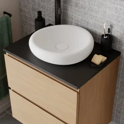 GoodHome Plan de toilette L.60 x l.45 x ép.18 cm noir mat Kentia