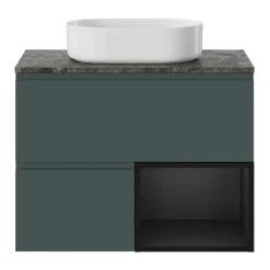 GoodHome Plan de toilette L.80 x l.45 x ép.2 cm effet marbre vert Cadélia* Plan De Travail Buanderie|Plan De Travail Salle De Bains