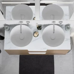 GoodHome Plan de toilette L.80 x l.45 x ép.2 cm, effet marbre blanc, Cadélia