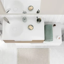 GoodHome Plan de toilette L.100 x l.45 x ép.18 cm blanc mat Kentia* Plan De Travail Buanderie|Plan De Travail Salle De Bains