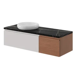 GoodHome Plan de toilette L.120 x l.45 x ép.2 cm effet marbre noir Cadélia