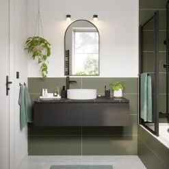 GoodHome Plan de toilette L.120 x l.45 x ép.2 cm effet marbre noir Cadélia