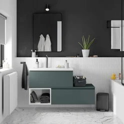 GoodHome Plan de toilette L.120 x l.45 x ép.2 cm effet marbre noir Cadélia