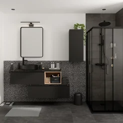 GoodHome Plan de toilette L.120 x l.45 x ép.2 cm effet marbre noir Cadélia