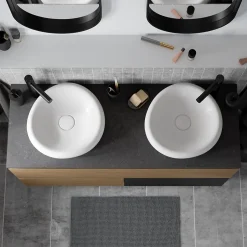 GoodHome Plan de toilette L.120 x l.45 x ép.2 cm effet marbre noir Cadélia