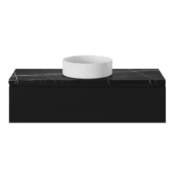 GoodHome Plan de toilette L.120 x l.45 x ép.2 cm effet marbre noir Cadélia