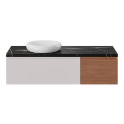 GoodHome Plan de toilette L.120 x l.45 x ép.2 cm effet marbre noir Cadélia